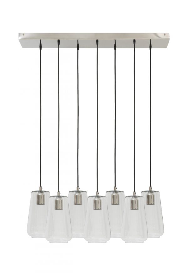Light & Living Hanglamp 'Khyra' 7-Lamps, glas nikkel