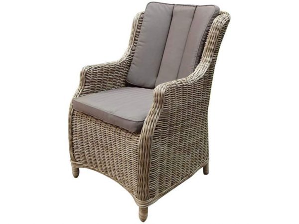 Darwin deluxe dining tuinstoel rattan grey + royal brown beige