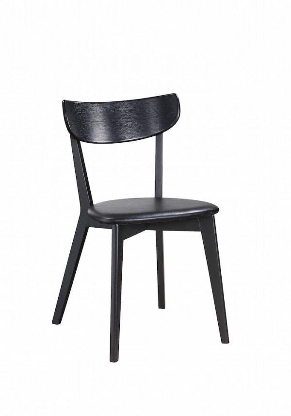 Nordiq Ami chair | Blackstained ash | Zwart kussen - eettafelstoel zwart - kussen - retro design