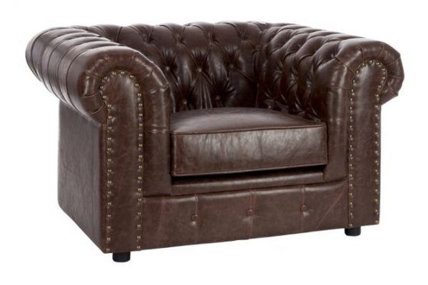 J-Line Fauteuil 'Antoinetta' PU-leder, kleur bruin