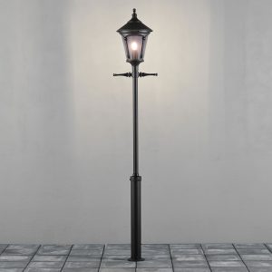 Konstsmide Staande Buitenlamp 'Virgo' 255cm hoog, E27 max 100W / 230V, kleur Zwart