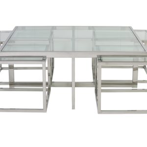 Light & Living Salontafel 'S Macara' S/5 MACARA glas nikkel