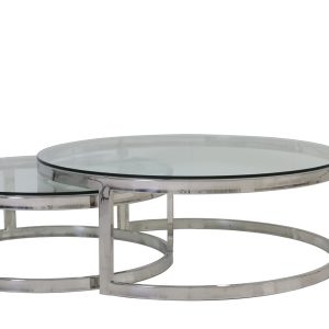 Light & Living Salontafel 'Milagro' Set van 2 stuks, glas + nikkel