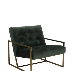 Light & Living Fauteuil 'Geneve', velvet olijf groen+goud