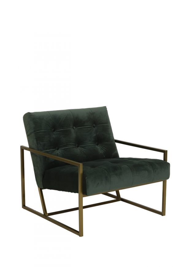 Light & Living Fauteuil 'Geneve', velvet olijf groen+goud