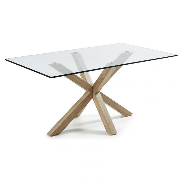 Kave Home Eettafel 'Argo' hout / glas, 180 x 100cm