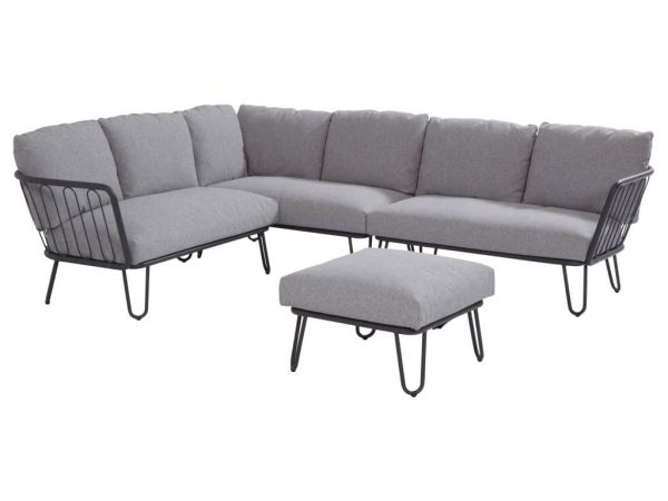 Premium hoek loungeset links 4-delig antraciet aluminium