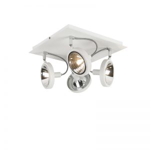 Design spot wit 4-lichts op vierkante plafondplaat - Nox