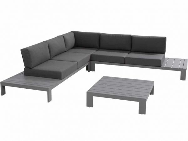 Ocean hoek loungeset 4-delig donkergrijs aluminium