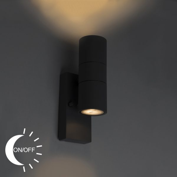 Wandlamp Duo donker grijs licht-donker sensor