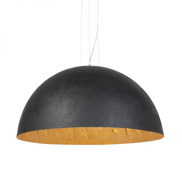 Moderne ronde hanglamp zwart met gouden binnenkant 90cm - Magna