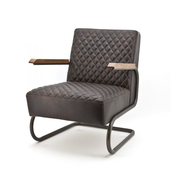 Fauteuil 'Marc', donkerbruin leder