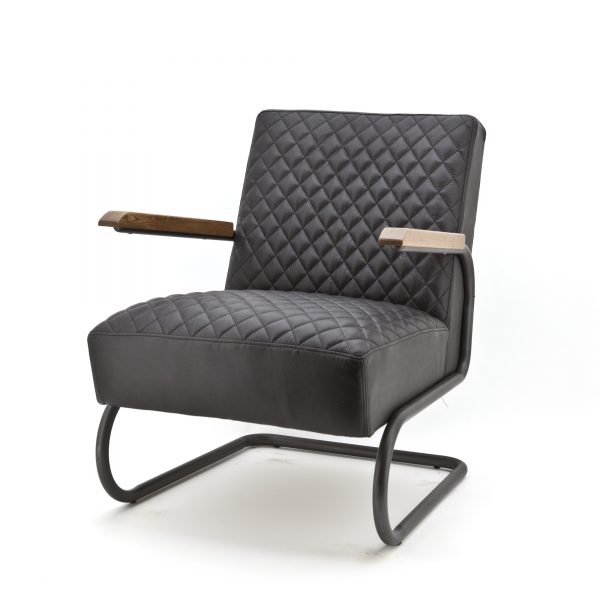 Fauteuil 'Marc' Leder, kleur zwart