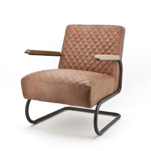 Fauteuil 'Marc' Leder, kleur cognac