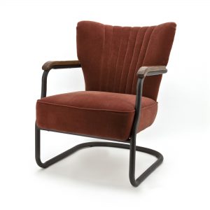 Fauteuil 'Milu' velours, kleur rood