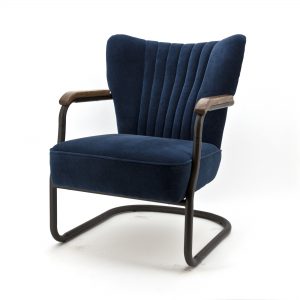 Fauteuil 'Milu' velours, kleur blauw