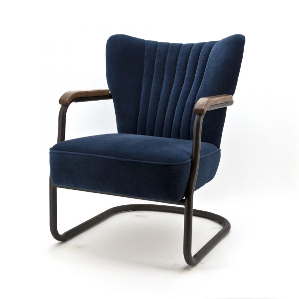 Fauteuil 'Milu' velours, kleur blauw