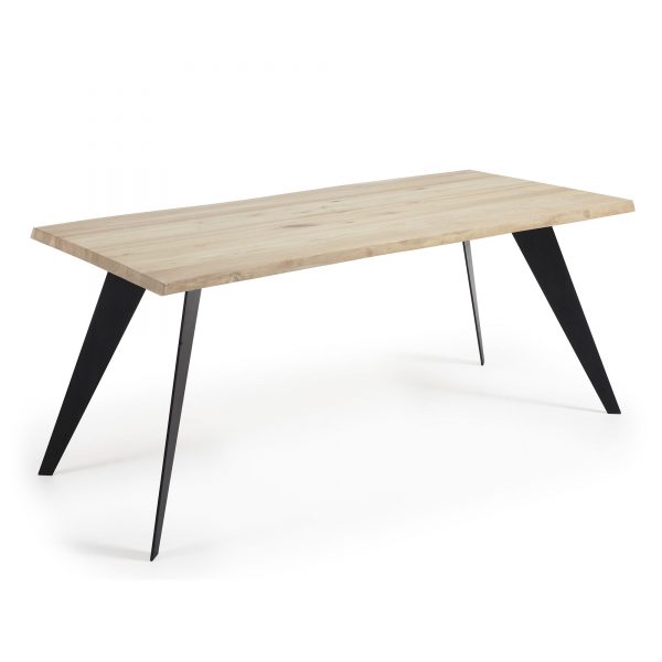 Kave Home Eettafel 'Koda' Boomstamblad, 160 x 90cm, kleur zwart