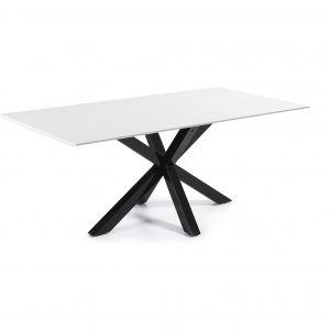 Kave Home Eettafel 'Argo' zwart / wit gelakt 200 x 100cm