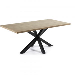 Kave Home Eettafel 'Argo' zwart / hout, 200 x 100cm