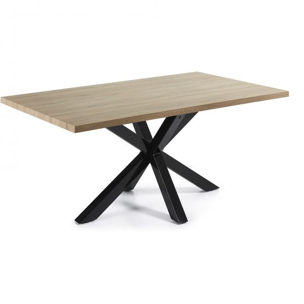 Kave Home Eettafel 'Argo' zwart / hout, 180 x 100cm