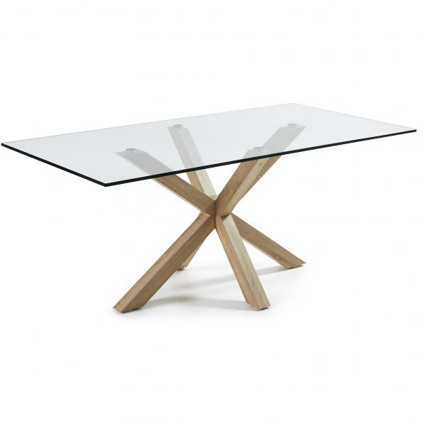 Kave Home Eettafel 'Argo' hout / glas, 200 x 100cm