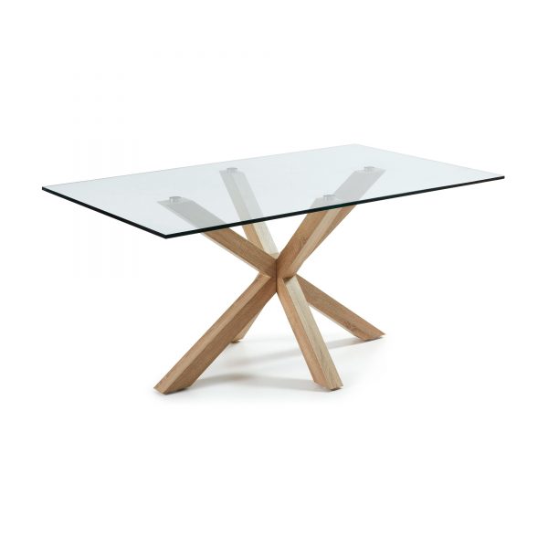 Kave Home Eettafel 'Argo' hout / glas, 160 x 90 cm