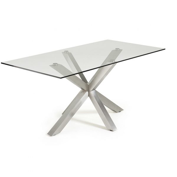 Kave Home Glazen Eettafel 'Argo' RVS, 160 x 90cm