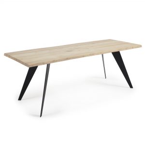 Kave Home Eettafel 'Koda' Boomstamblad, 220 x 100cm, kleur zwart