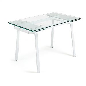 Kave Home glazen uitschuifbare eettafel 'Punch', 140-200 x 80cm