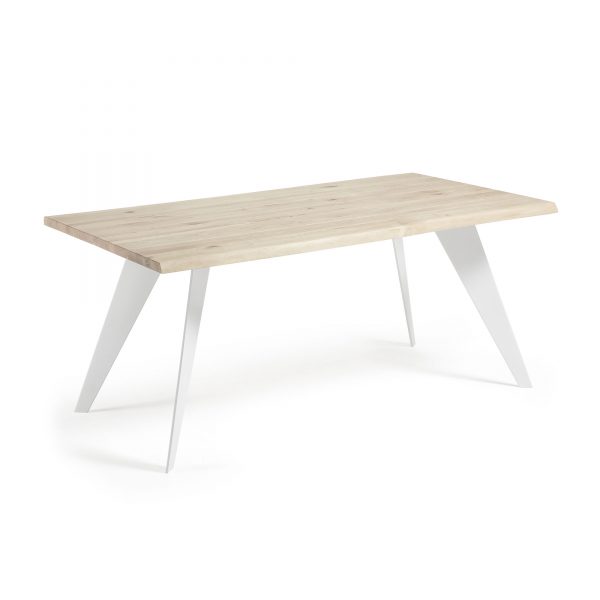 Kave Home Eettafel 'Koda' Boomstamblad, 180 x 100cm, kleur wit