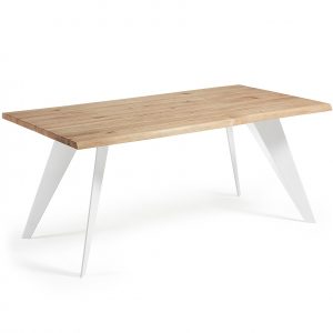 Kave Home Eettafel 'Koda' 180 x 100cm, kleur wit met eiken naturel