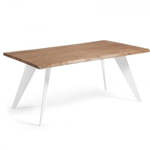 Kave Home Eettafel 'Koda' 180 x 100cm, kleur wit met eiken antiek