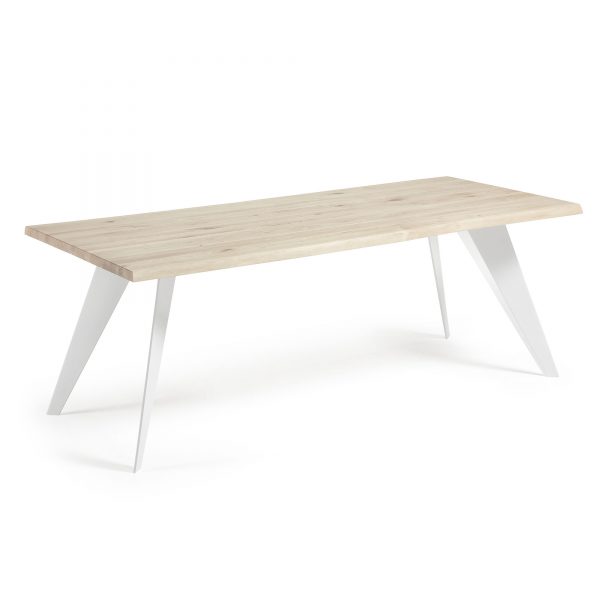 Kave Home Eettafel 'Koda' Boomstamblad, 220 x 100cm, kleur wit