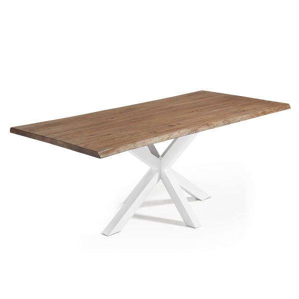 Kave Home eettafel 'Argo' wit / verouderd eiken, 220 x 100 cm