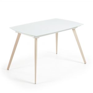 Kave Home Uitschuifbare Eettafel 'Smoth' 120 - 180cm, kleur wit