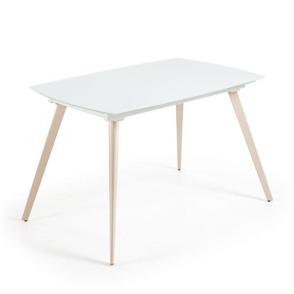 Kave Home Uitschuifbare Eettafel 'Smoth' 120 - 180cm, kleur wit