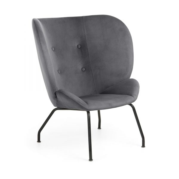 Kave Home Fauteuil 'Violet' Velvet, kleur Donkergrijs