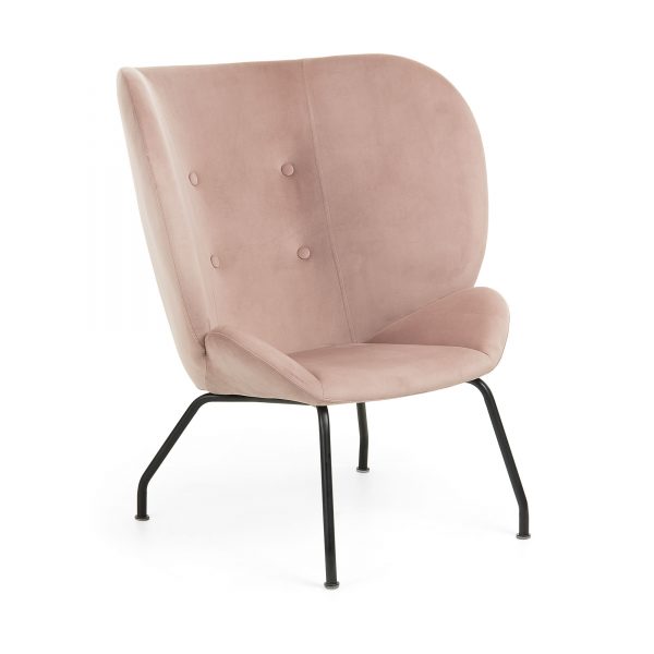 Kave Home Fauteuil 'Violet' Velvet, kleur Lichtroze