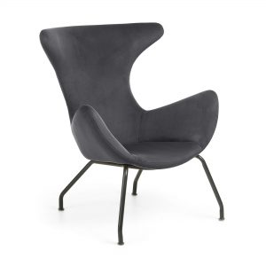 Kave Home Fauteuil 'Chleo' Velvet, kleur Donkergrijs