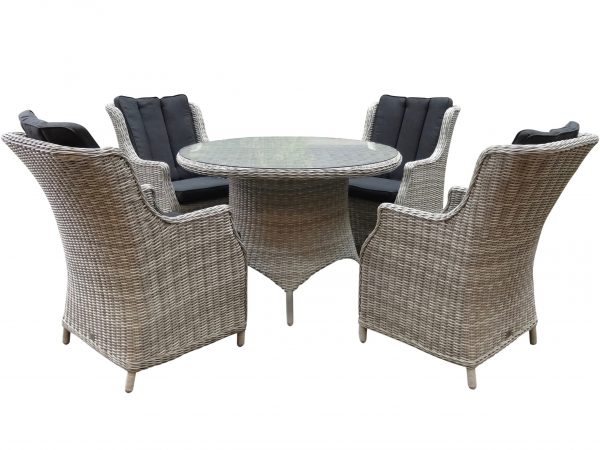 Riccione Darwin dining tuinset 110 cm 5-delig wit grijs