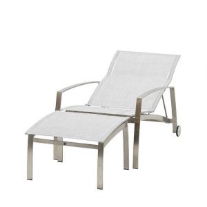 Deckchair met voetenbank Summit RVS-Asgrijs 4 Seasons Outdoor