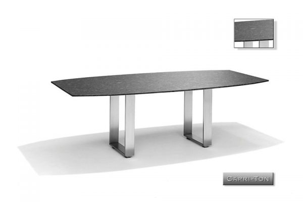 Nvt Eettafel-Tuintafel 220 x 110 x 75 cm Capri Ton - RVS-Natuursteen - Pearl Grey Satinado - Studio 20
