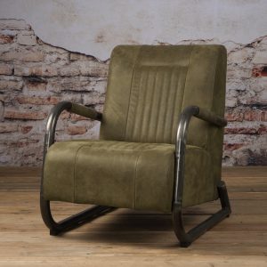 Tower Living fauteuil 'Barn' Leder, kleur Danza Olive