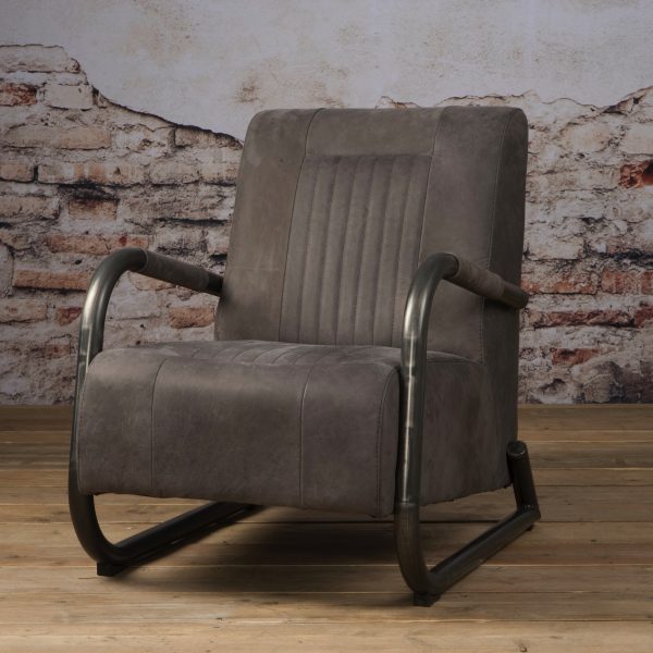 Tower Living fauteuil 'Barn' Leder, kleur Danza Stone