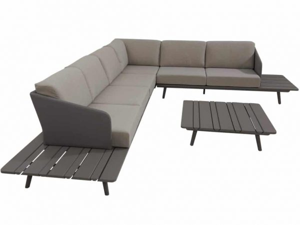 Lake hoek loungeset 5-delig middengrijs aluminium