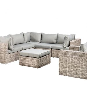 SUNS Loungeset met Loungestoel Alicante Halfmoon Taupe Fonteyn