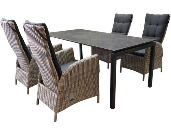 Bergamo Menorca dining tuinset 180x90xH75 cm 5-delig kobo grijs