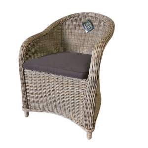 Chester dining tuinstoel rattan grey + royal brown beige