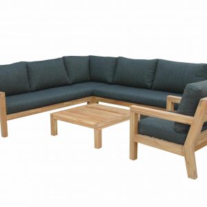 Harby hoek loungeset 4-delig teak antraciet